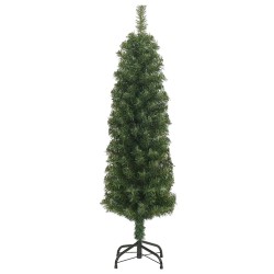 Sapin de Noël artificiel mince avec support vert 150 cm PVC 509763509763