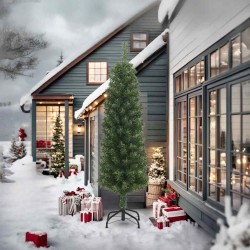 Sapin de Noël artificiel mince avec support vert 240 cm PVC 509770509770