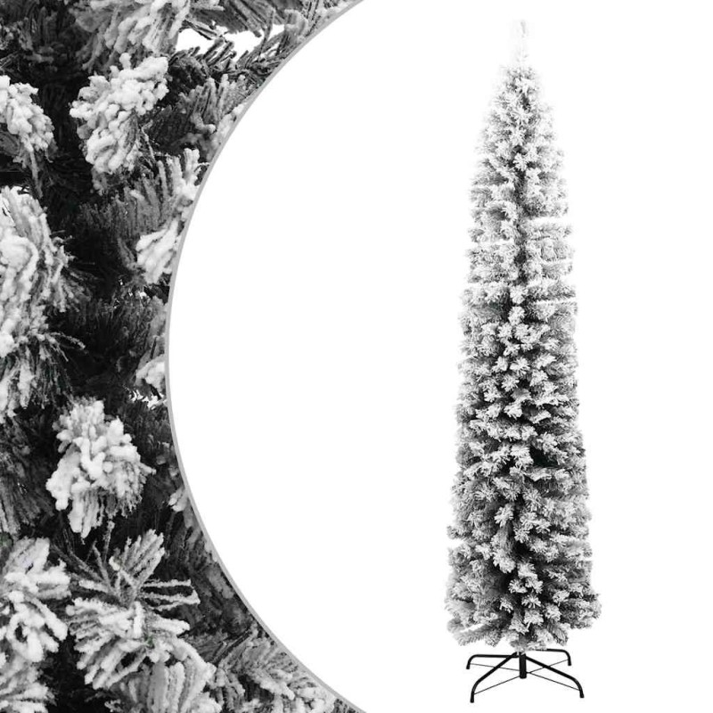 Sapin de Noël artificiel mince flocon de neige vert 210 cm PVC 509773509773