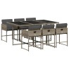 Ensemble à manger de jardin et coussins 7 pcs gris rotin 509774509774