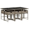 Ensemble à manger de jardin et coussins 7 pcs gris rotin 509774509774