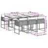 Ensemble à manger de jardin et coussins 7 pcs gris rotin 509774509774
