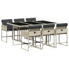 Ensemble à manger de jardin et coussins 7 pcs gris clair rotin 509777509777