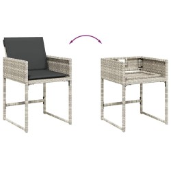 Ensemble à manger de jardin et coussins 7 pcs gris clair rotin 509777509777