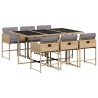 Ensemble à manger de jardin coussins 7 pcs mélange beige rotin 509778509778