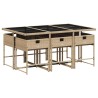 Ensemble à manger de jardin coussins 7 pcs mélange beige rotin 509778509778