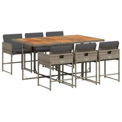 Ensemble à manger de jardin et coussins 7 pcs gris rotin 509779509779