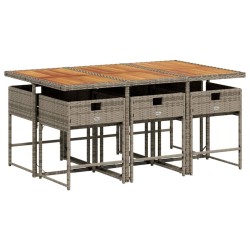 Ensemble à manger de jardin et coussins 7 pcs gris rotin 509779509779