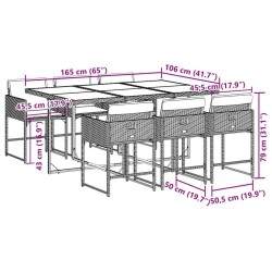Ensemble à manger de jardin et coussins 7 pcs gris rotin 509779509779