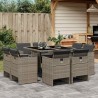 Ensemble à manger de jardin 9 pcs coussins gris résine tressée 509780509780