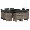 Ensemble à manger de jardin 9 pcs coussins gris résine tressée 509780509780
