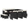 Ensemble à manger de jardin 11 pcs coussins noir résine tressée 509781509781
