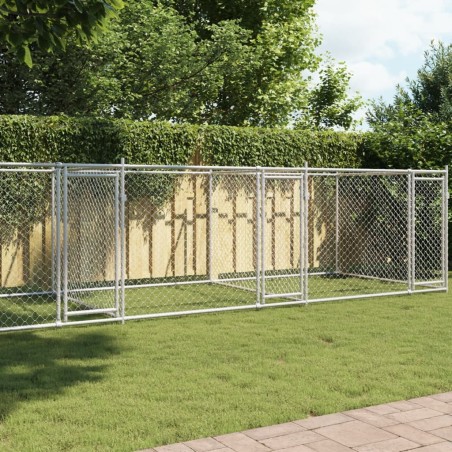 Cage pour chien avec portes gris 8x2x1,5 m acier galvanisé 509782509782