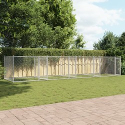 Cage pour chien avec portes gris 8x2x1,5 m acier galvanisé 509782509782