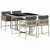 Ensemble à manger de jardin et coussins 5 pcs gris clair rotin 509786509786