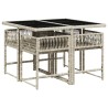Ensemble à manger de jardin et coussins 5 pcs gris clair rotin 509786509786