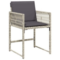 Ensemble à manger de jardin et coussins 5 pcs gris clair rotin 509786509786