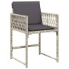 Ensemble à manger de jardin et coussins 5 pcs gris clair rotin 509786509786