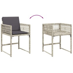 Ensemble à manger de jardin et coussins 5 pcs gris clair rotin 509786509786
