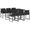Ensemble à manger de jardin coussins 7pcs Noir Résine tressée 509787509787