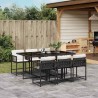 Ensemble à manger de jardin coussins 7pcs Noir Résine tressée 509788509788
