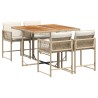 Ensemble à manger de jardin avec coussins 5pcs Beige poly rotin 509789509789