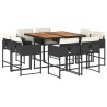 Ensemble à manger de jardin 9pcs coussins noir résine tressée 509790509790