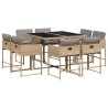 Ensemble à manger de jardin et coussins 9 pcs mélange beige 509791509791