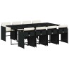 Ensemble à manger de jardin 9pcs coussins noir résine tressée 509793509793