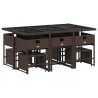 Ensemble à manger de jardin et coussins 11 pcs marron rotin 509795509795