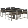 Ensemble à manger de jardin et coussins 7 pcs gris rotin 509796509796