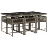 Ensemble à manger de jardin et coussins 7 pcs gris rotin 509796509796
