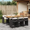 Ensemble à manger de jardin coussins 7pcs Noir Résine tressée 509797509797