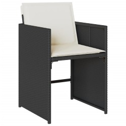 Ensemble à manger de jardin coussins 7pcs Noir Résine tressée 509797509797