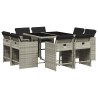 Ensemble à manger de jardin et coussins 9 pcs gris clair rotin 509798509798