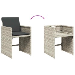 Ensemble à manger de jardin et coussins 9 pcs gris clair rotin 509798509798
