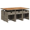 Ensemble à manger de jardin et coussins 7 pcs gris rotin 509799509799
