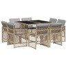 Ensemble à manger de jardin et coussins 9 pcs mélange beige 509800509800