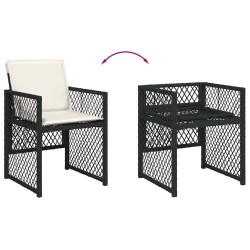 Ensemble à manger de jardin 9pcs coussins noir résine tressée 509802509802