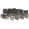 Ensemble à manger de jardin 11pcs avec coussins gris poly rotin 509803509803