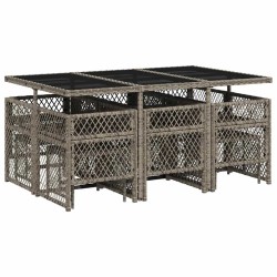Ensemble à manger de jardin 11pcs avec coussins gris poly rotin 509803509803