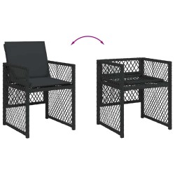 Ensemble à manger de jardin 9pcs coussins noir résine tressée 509805509805