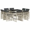 Ensemble à manger de jardin et coussins 9 pcs gris clair rotin 509806509806