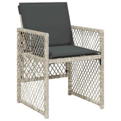 Ensemble à manger de jardin et coussins 9 pcs gris clair rotin 509806509806