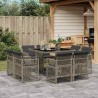 Ensemble à manger de jardin 9 pcs coussins gris résine tressée 509807509807