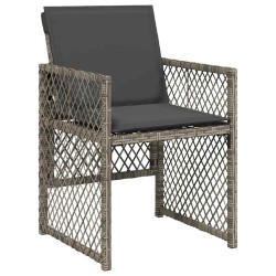Ensemble à manger de jardin 9 pcs coussins gris résine tressée 509807509807