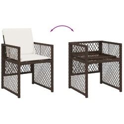 Ensemble à manger de jardin et coussins 9 pcs marron poly rotin 509808509808