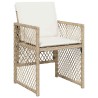Ensemble à manger de jardin et coussins 9 pcs beige Poly rotin 509809509809