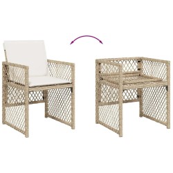 Ensemble à manger de jardin et coussins 9 pcs beige Poly rotin 509809509809