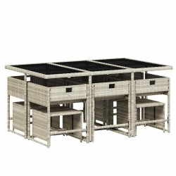 Ensemble à manger de jardin 11pcs avec coussins gris poly rotin 509810509810